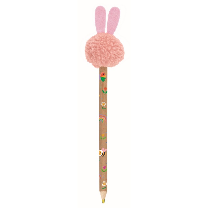 Spring Rainbow coloring pencil with pom poms in various colors Moses