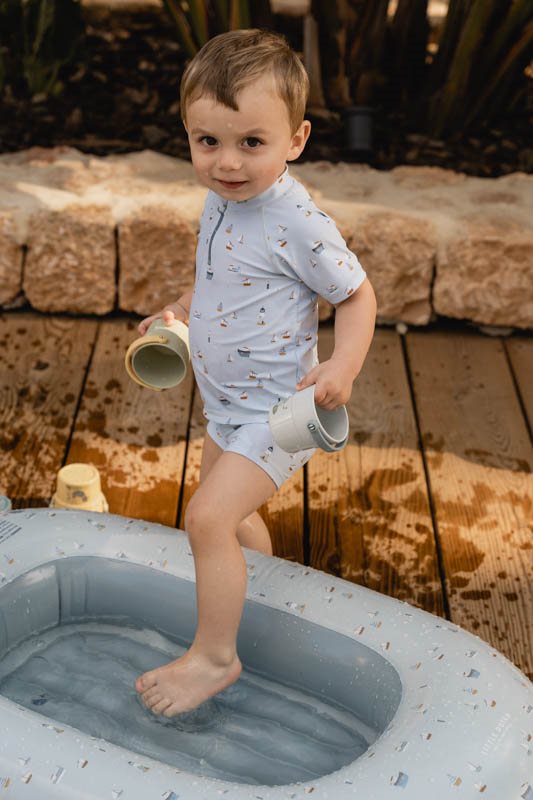 Παιδικό μαγιό κοντομάνικο μπλουζάκι με προστασία UV Sailors Bay Blue size 3Μ-4Υ Little Dutch