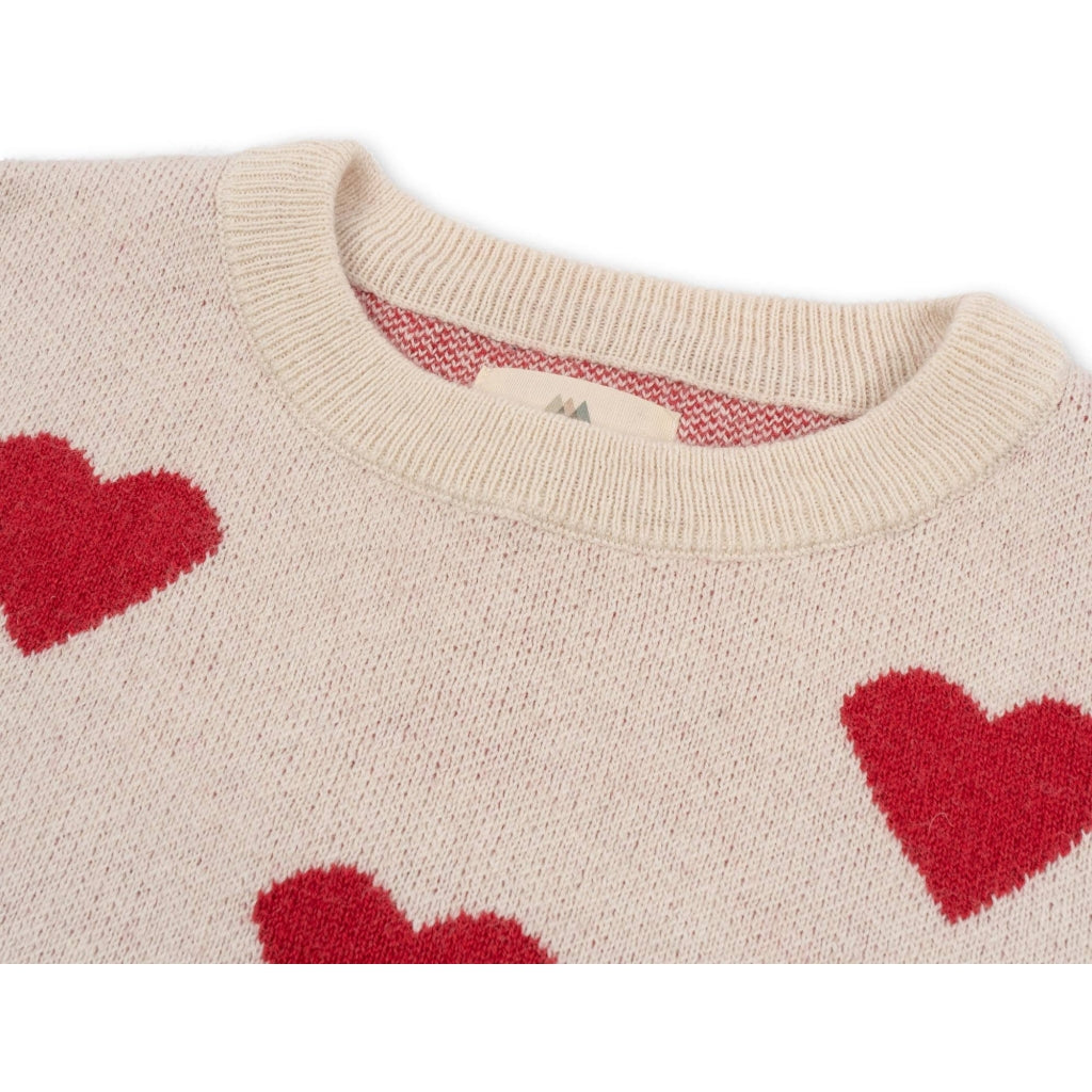 Παιδικό πλεκτό πουλόβερ ζακάρ με καρδούλες Buttercream Heart -12M Konges Slojd