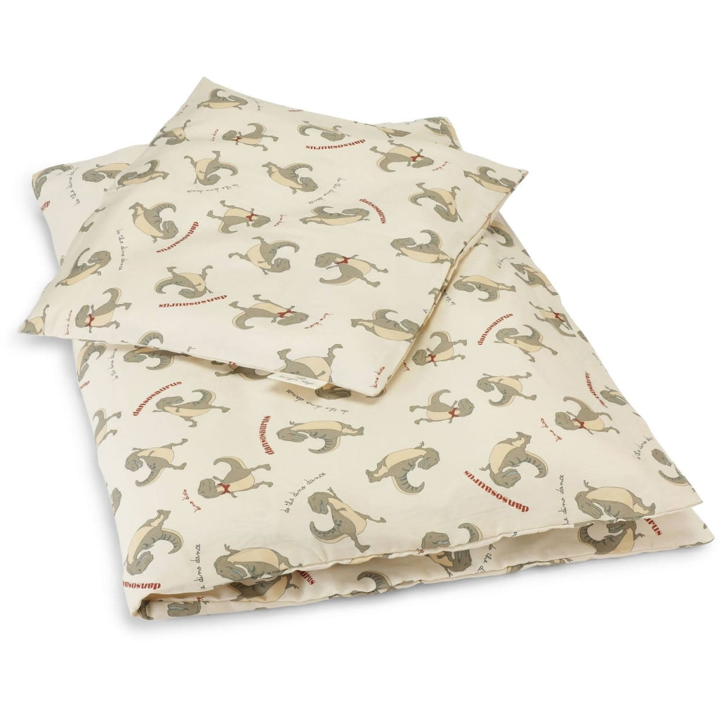 Παιδική Παπλωματοθήκη -Μαξιλαροθήκη για παιδική κούνια με Tote Bag 140x100cm 100% οργανικό βαμβάκι- Dansosaurus Konges Slojd