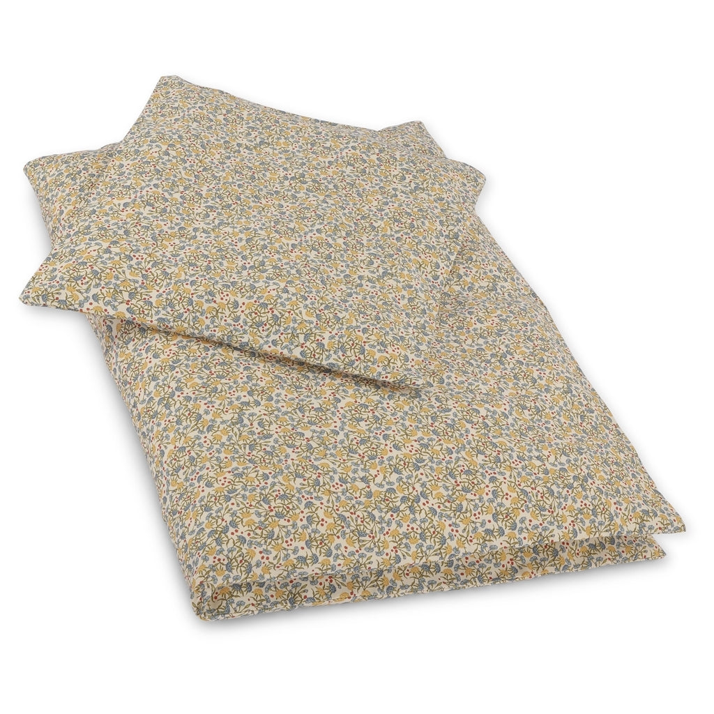 Παιδική Φλοραλ Παπλωματοθήκη-Μαξιλαροθήκη για παιδική κούνια +Tote Bag Jardin - Οργανικό Βαμβάκι-140x100cm Konges Slojd