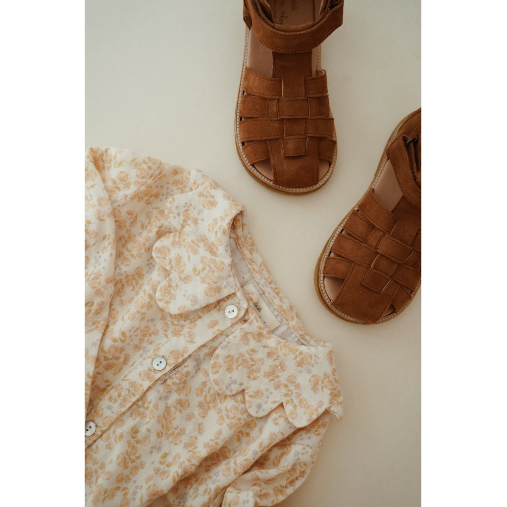 Kid's suede strap sandal Cognac no 22-30 Konges Slojd