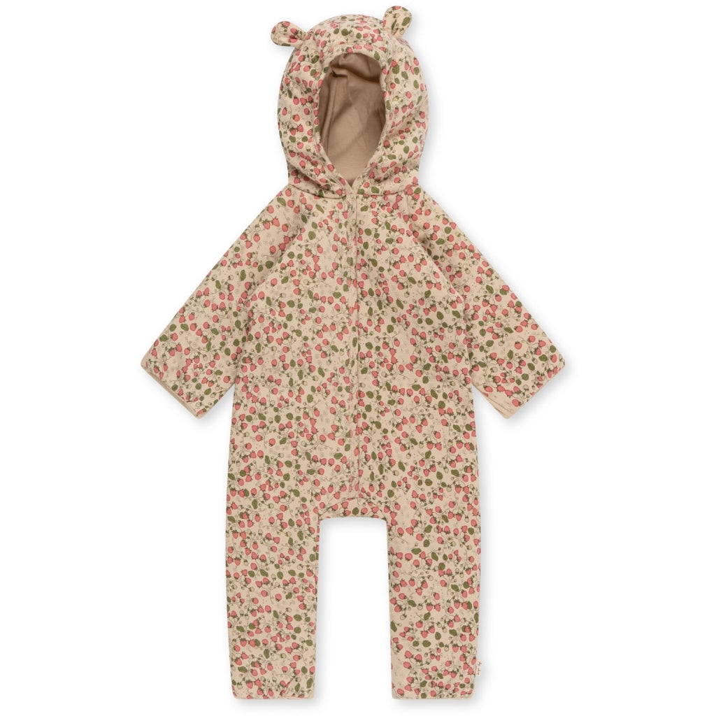 Konges Slojd. Classic onesie with hood Strawberry Fields 3M - 2Y