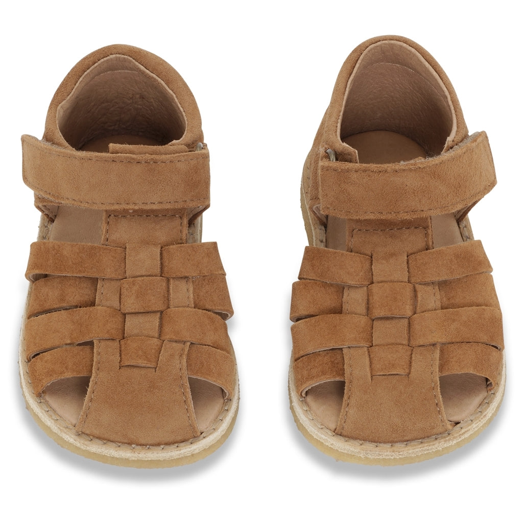 Kid's suede strap sandal Cognac no 22-30 Konges Slojd