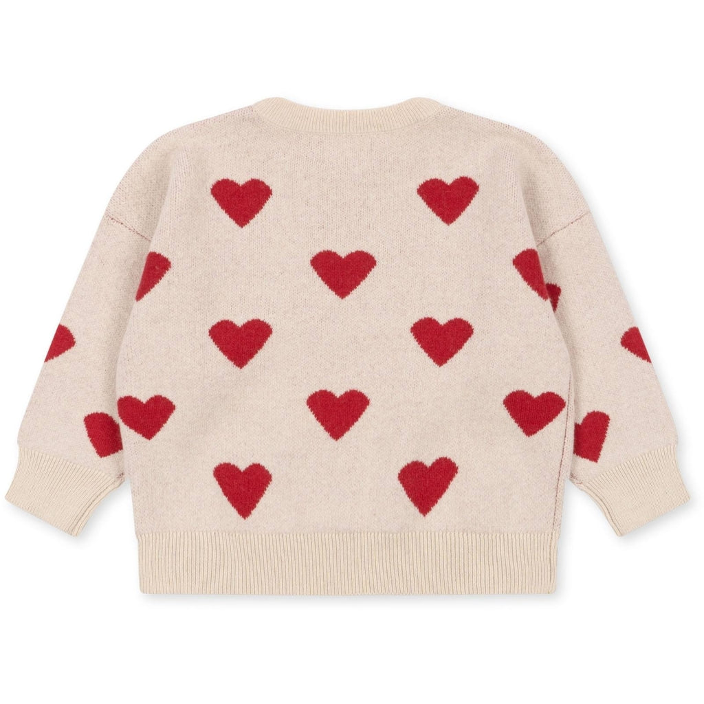 Παιδικό πλεκτό πουλόβερ ζακάρ με καρδούλες Buttercream Heart -12M Konges Slojd