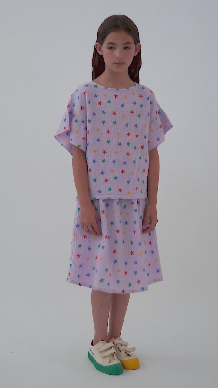 Kid's organic cotton midi stars skirt 2-11Y  Bobo Choses