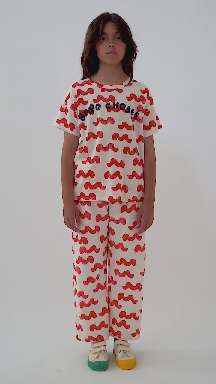 Waves all over t-shirt 2-11Y white - Bobo Choses