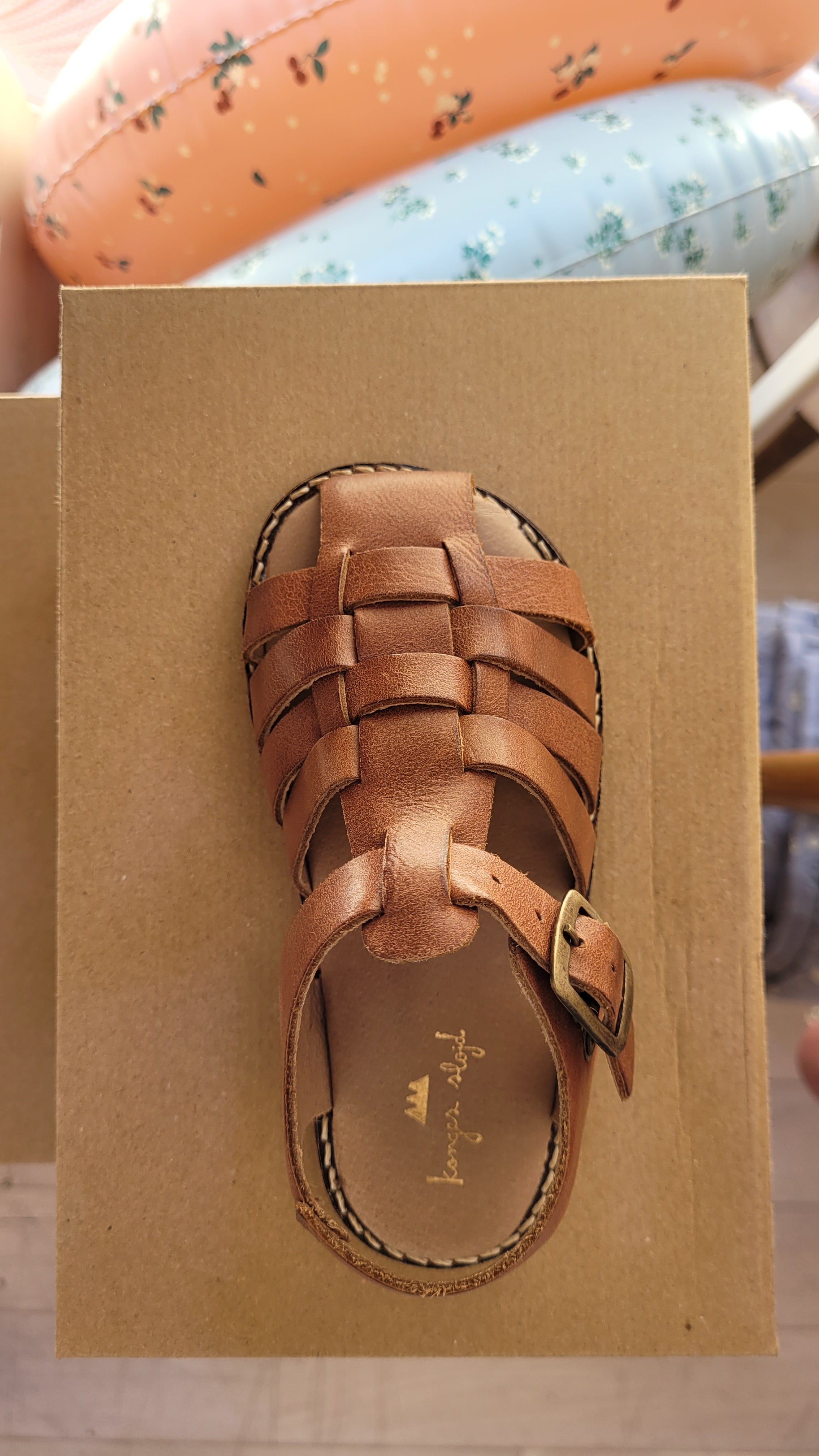 Kid's suede strap sandal Cognac no 24-30 Konges Slojd