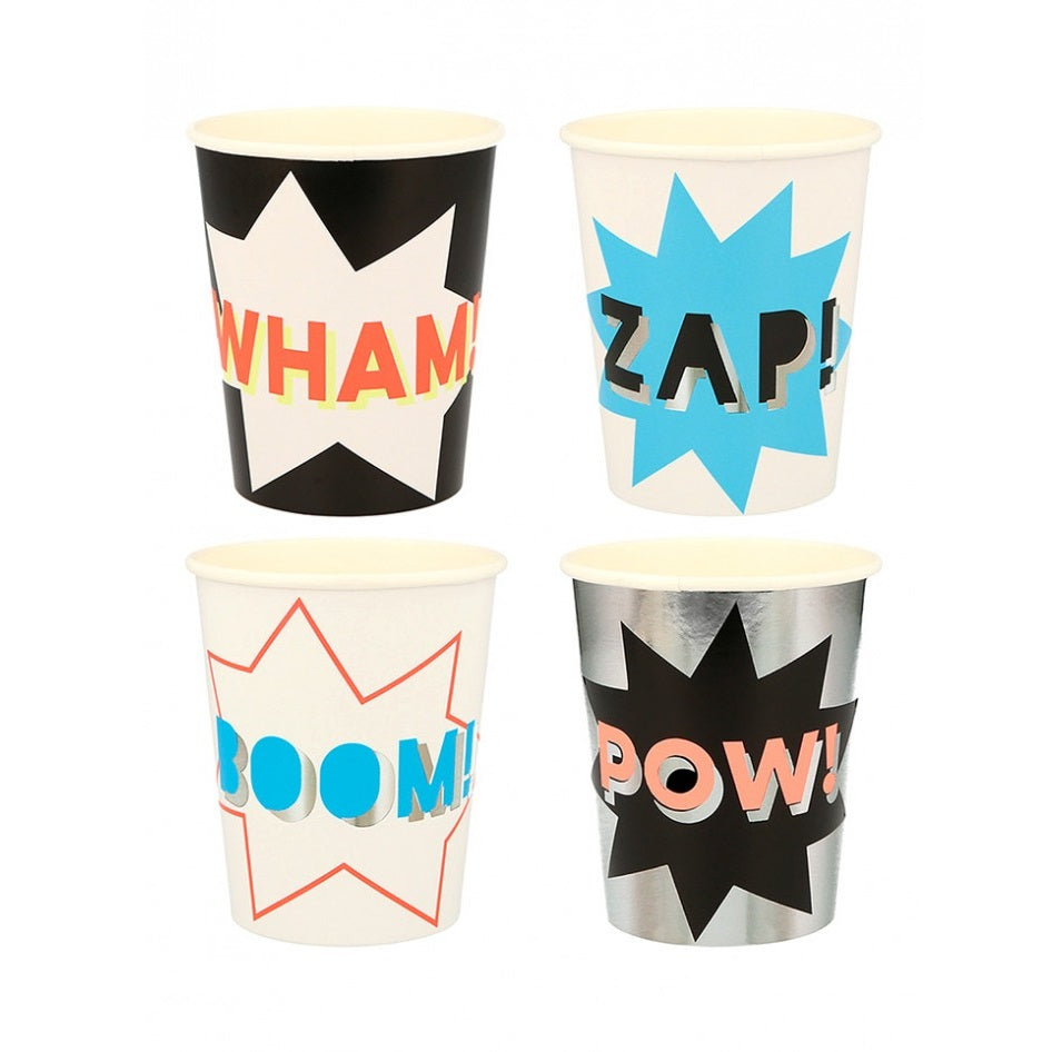 Χάρτινα ποτήρια για παιδικό πάρτι superhero ( 8 τμχ ) 256ml Meri Meri