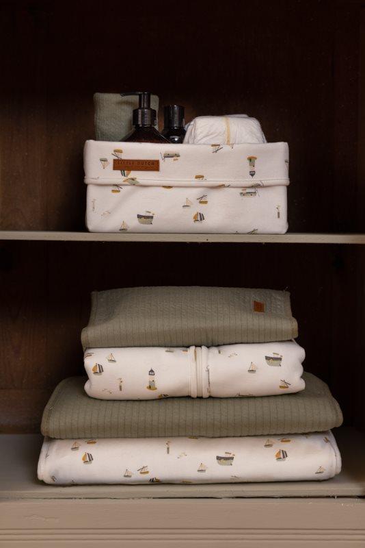 Βαμβακερό καλάθι αλλαξιέρας μεγάλο για βρεφικό δωμάτιο 25x15x15cm Sailors Bay White LD30521690