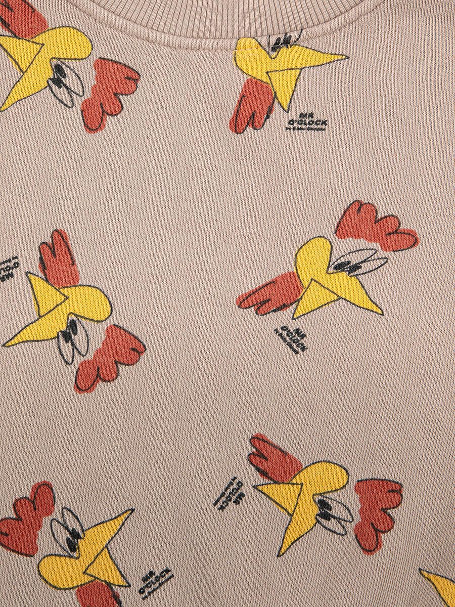 Bobo Choses Mr O'clock roosters 100% organic cotton children's sweatshirt 6 to 36 months