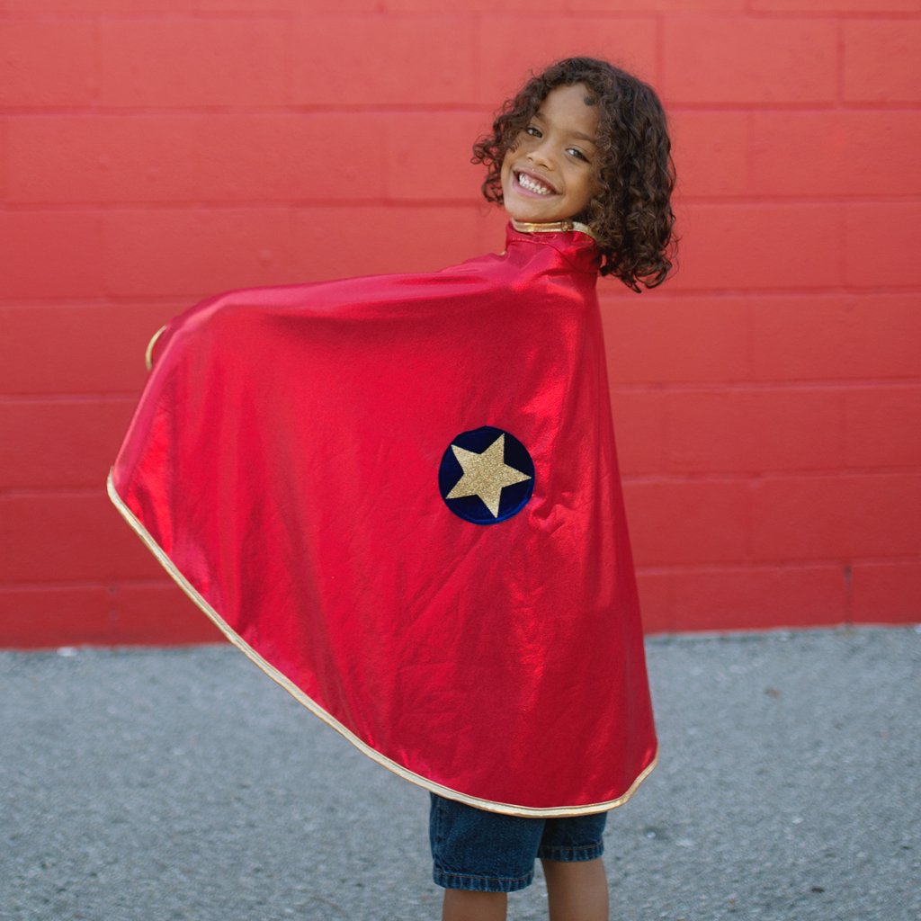 Great Pretenders Double Sided Superhero Cape Gold-Red 4-6 Years