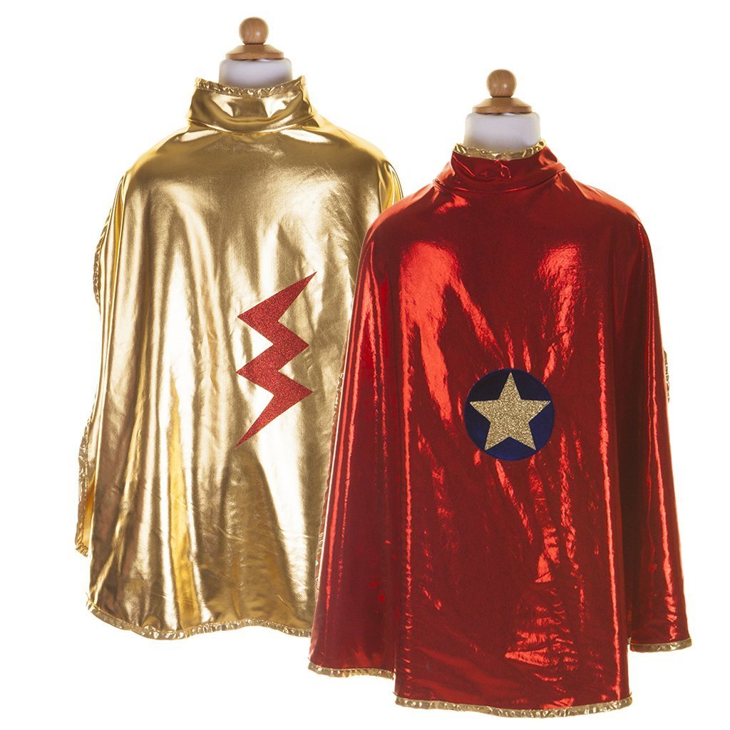 Great Pretenders Double Sided Superhero Cape Gold-Red 4-6 Years