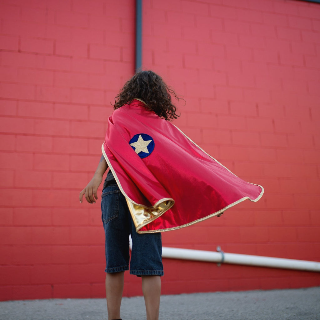 Great Pretenders Double Sided Superhero Cape Gold-Red 4-6 Years