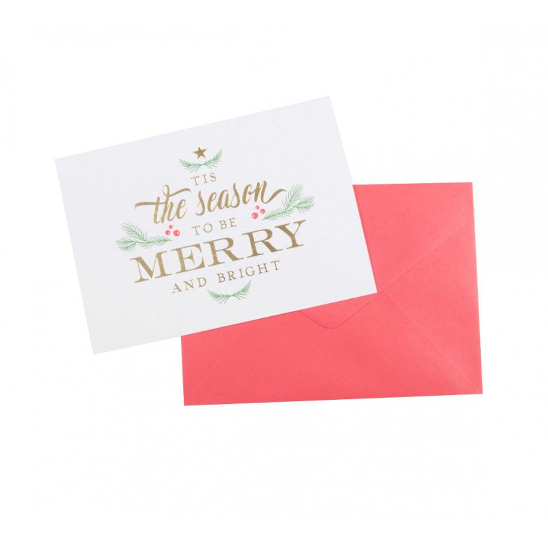 Merry and Bright Christmas card with envelope