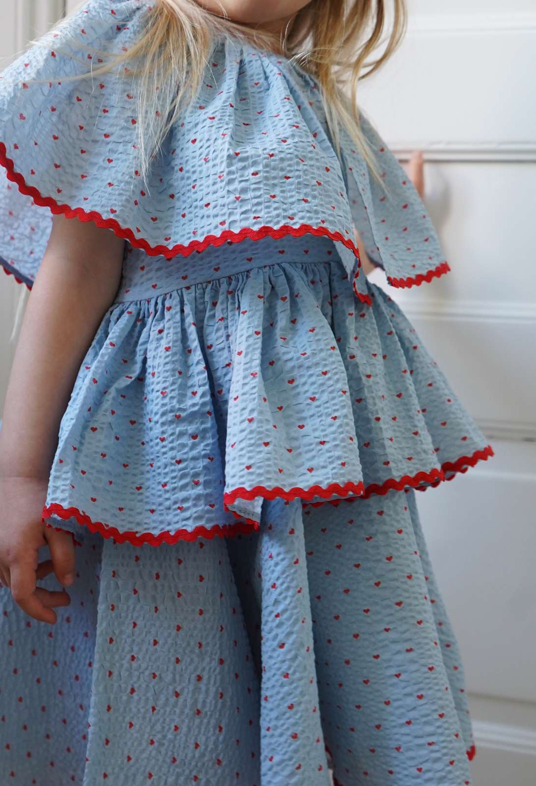 Παιδικό γαλάζιο φόρεμα με βολάν Noelle και γιακά 100% οργανικό βαμβάκι 9-12 months Konges Slojd