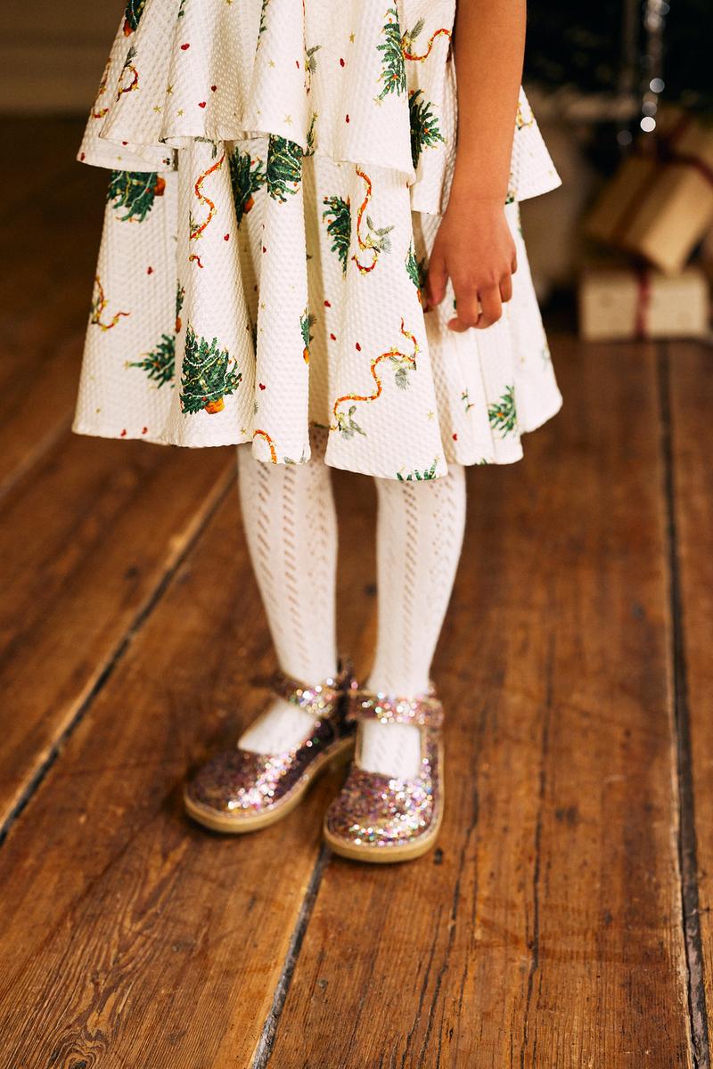 Kid's leather tutu glitter silver shoe Christmas Sizes 21-31 Konges Slojd