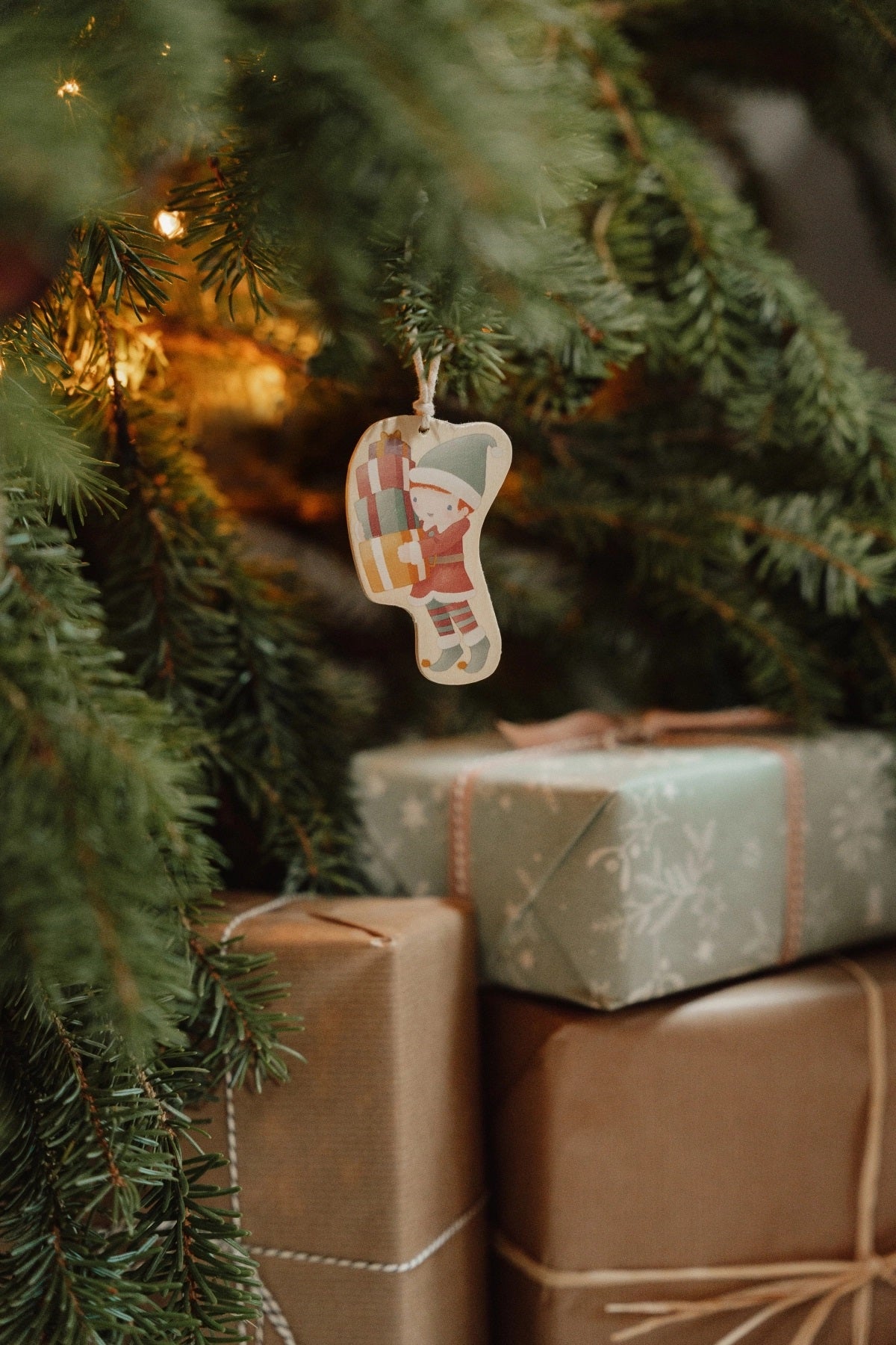 Σετ 10 ξύλινα χριστουγεννιάτικα στολίδια Little Dutch