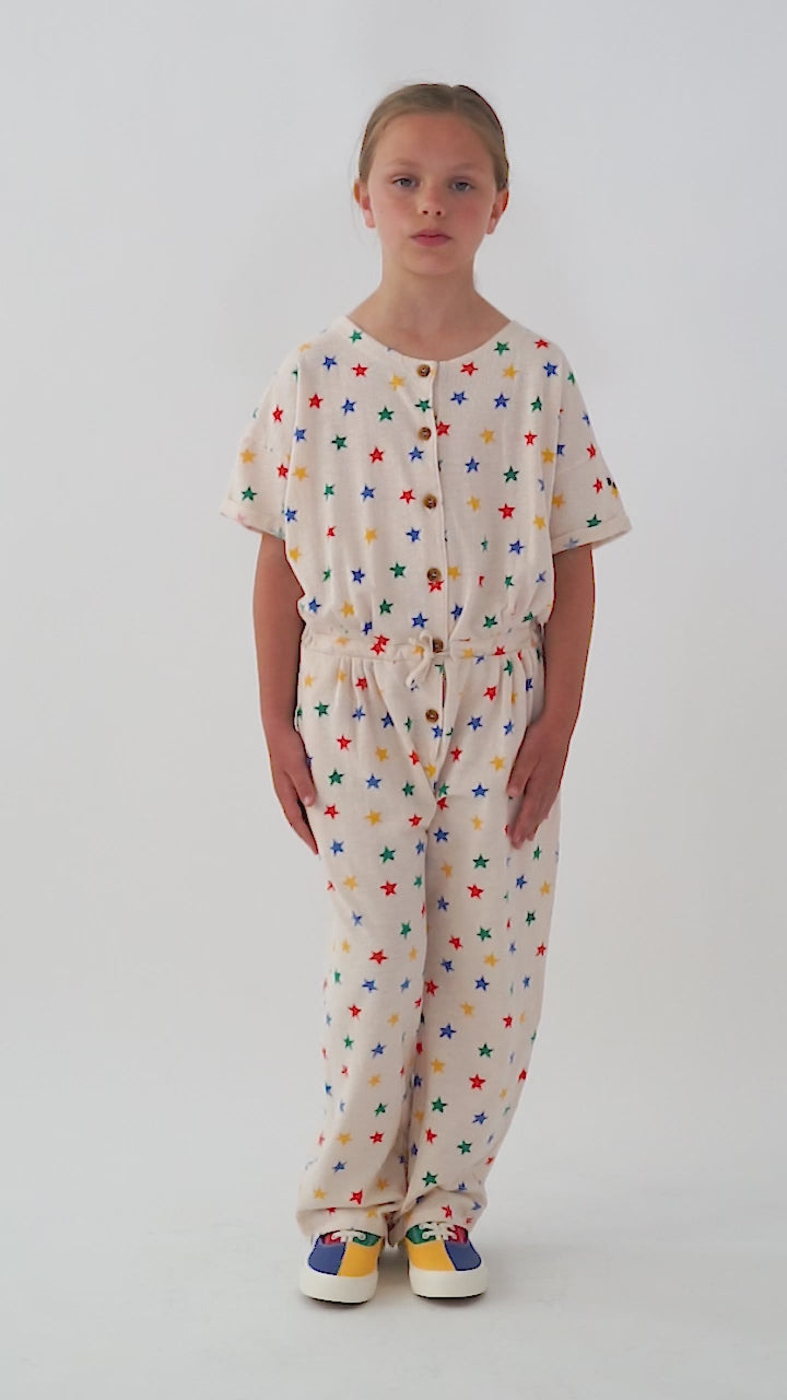 Kid's organic cotton playsuit with stars 2-9Y Bobo Choses