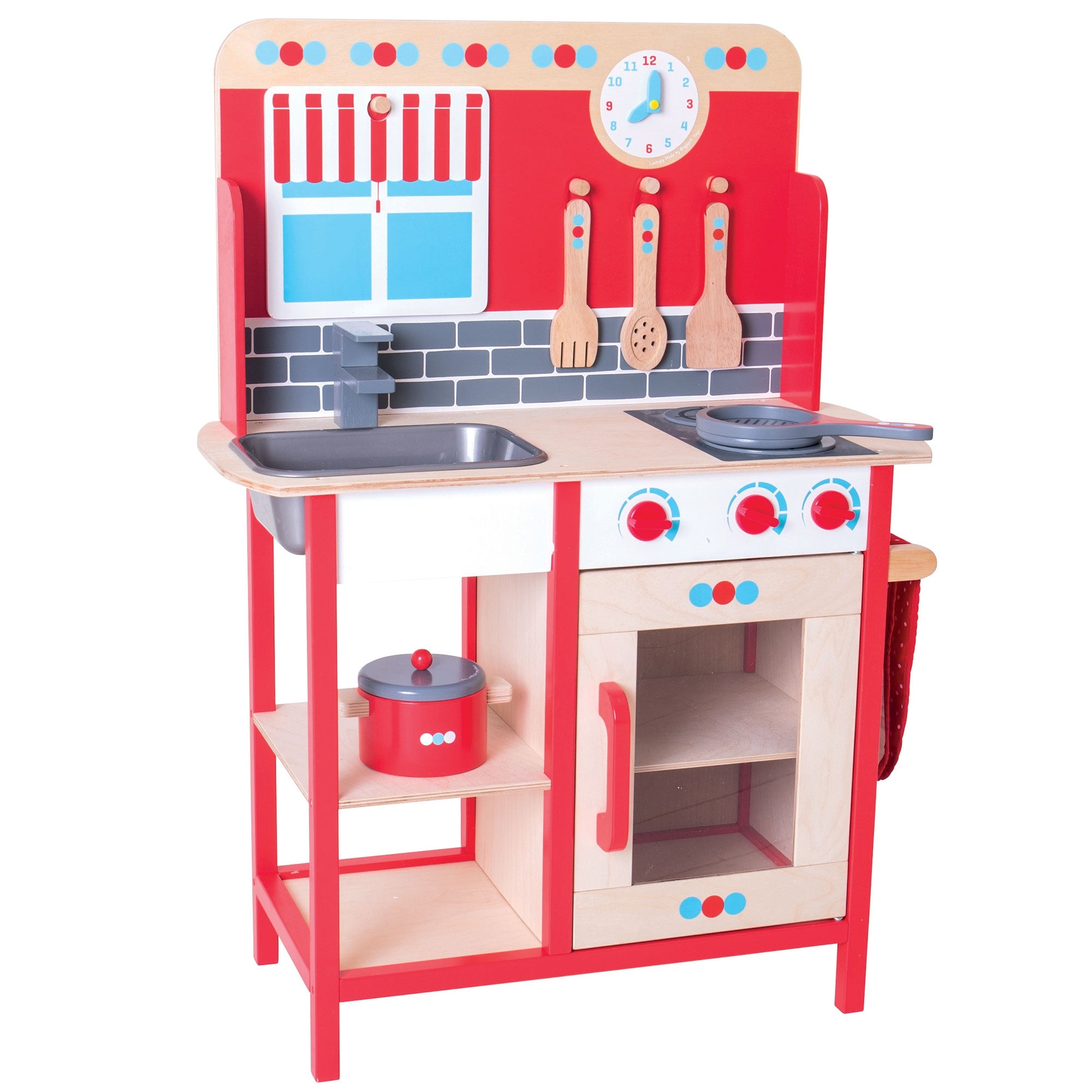 Bigjigs Toys play red kitchen 95cm x 57.6cm x 30cm
