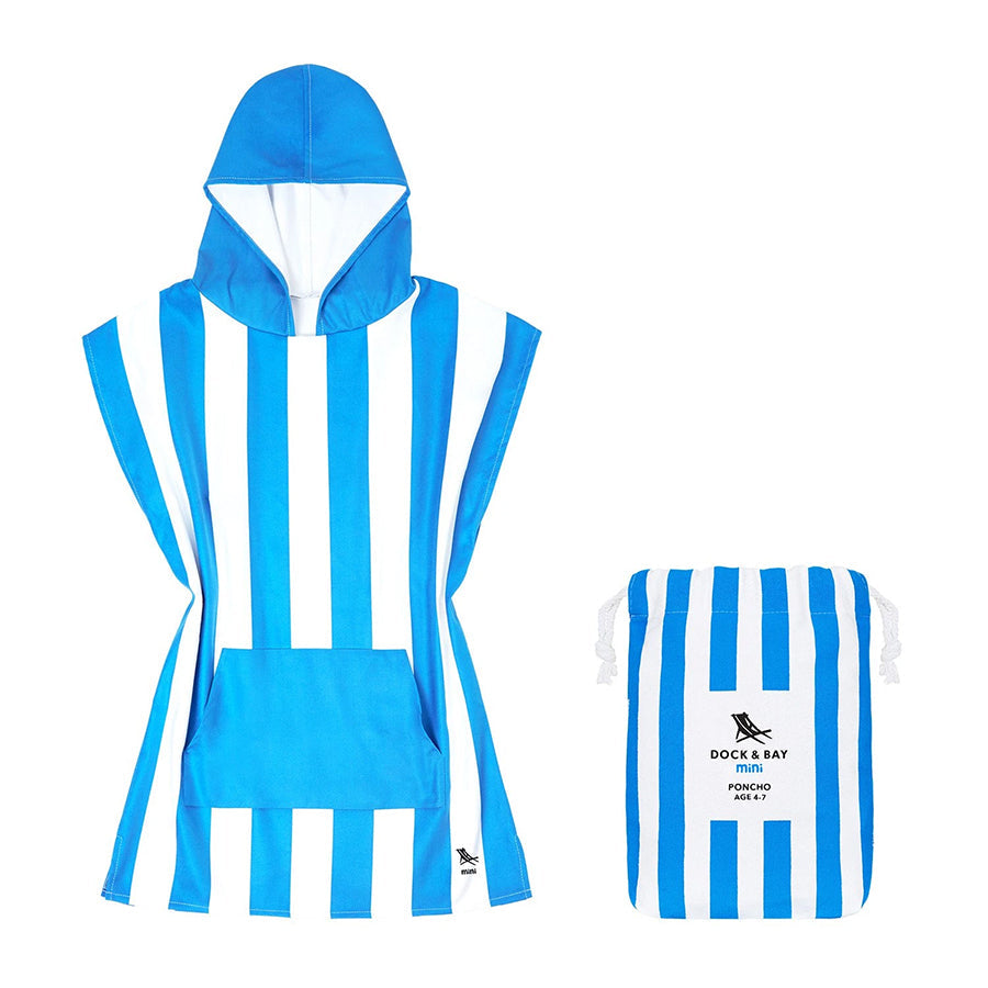 Kid's Poncho Quick Dry Hooded Towel - Bondi Blue 8-10 years - Dock and Bay