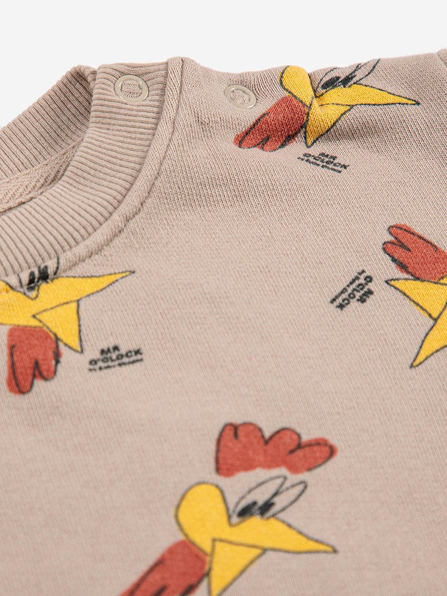 Bobo Choses Mr O'clock roosters 100% organic cotton children's sweatshirt 6 to 36 months
