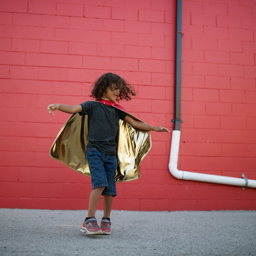 Great Pretenders Double Sided Superhero Cape Gold-Red 4-6 Years