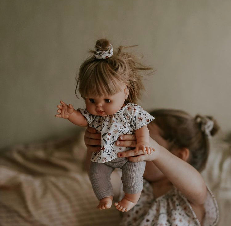 Duo set floral blouse for children 18-24m + doll blouse