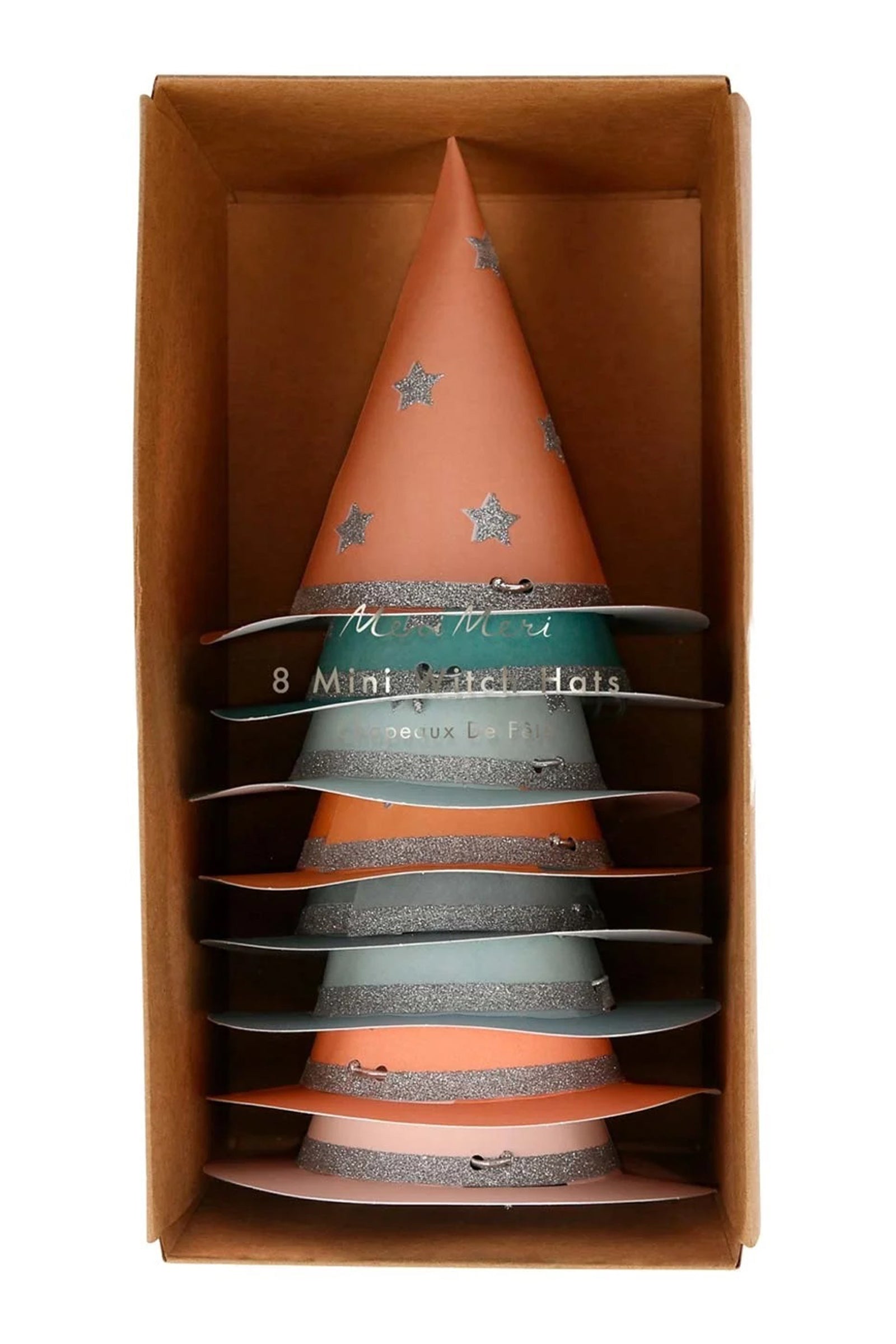 Σετ 8 καπελάκια πάρτι μάγισσας σε παστέλ αποχρώσεις Halloween με αστεράκια - Meri Meri