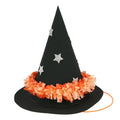 Mini black witch hat decorated with silver stars (x 6)