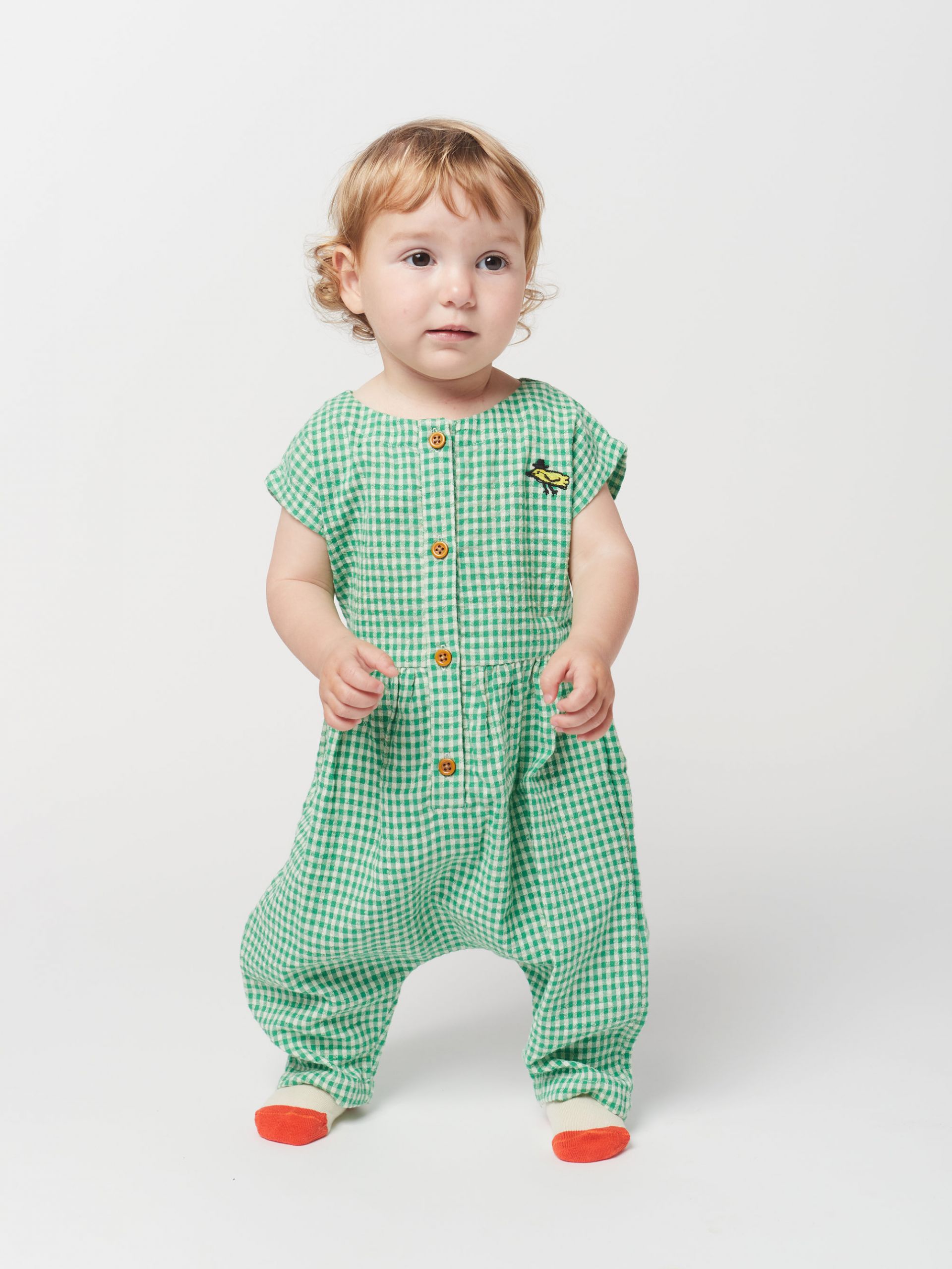 Baby's green vichy overall-Bobo Choses 3M-2Y