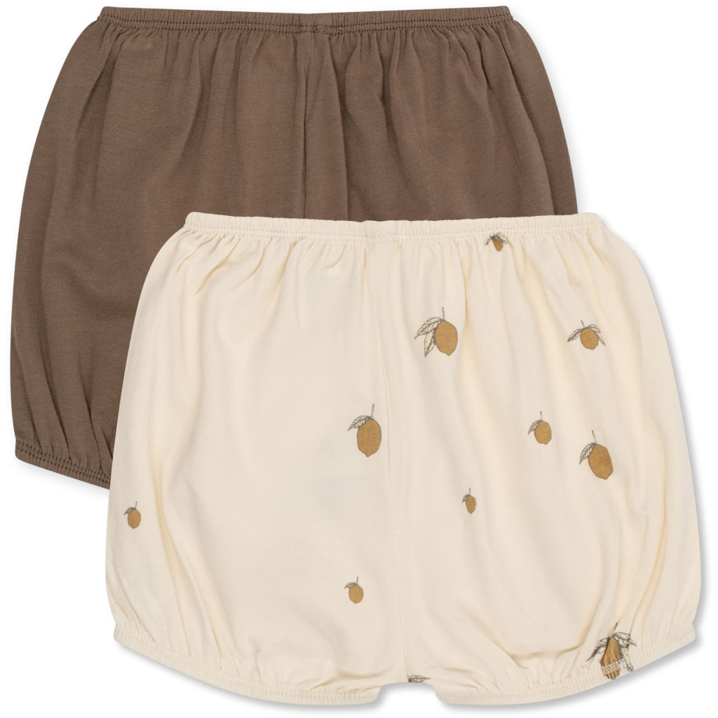 Παιδικά βαμβακερά σορτσάκια 2τμχ Lemon/Shitake 3M-3Y Konges Slojd