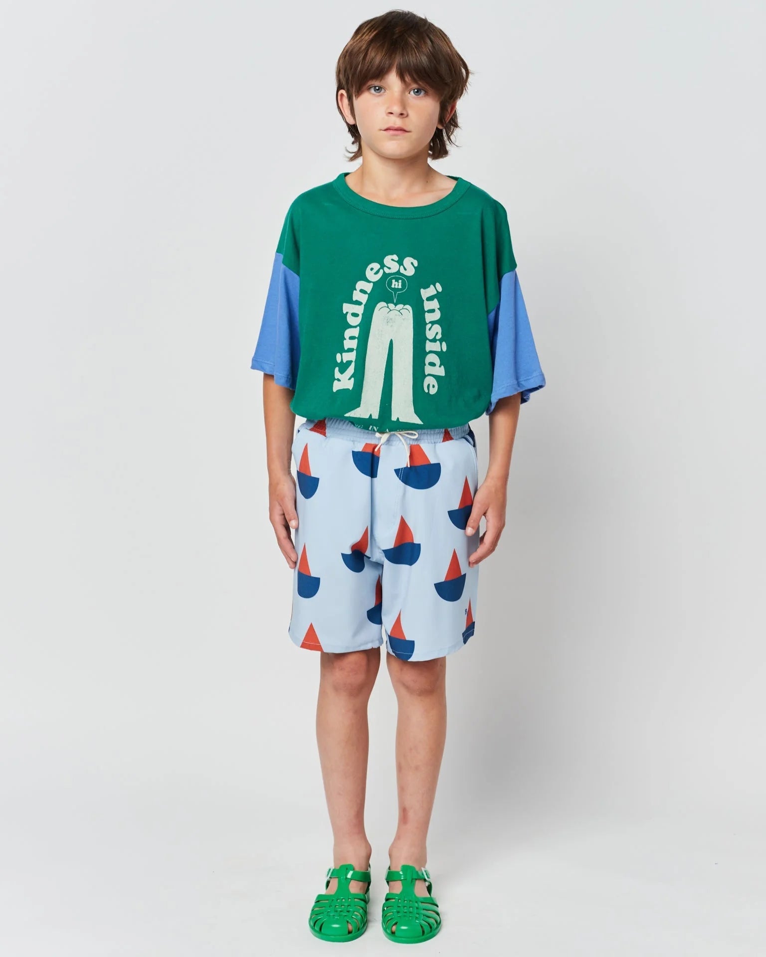 Kid's light blue swimsuit with boats-Bobo Choses-2-11Y