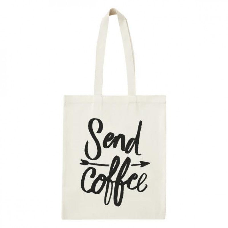 Υφασμάτινη μπεζ τσάντα Send Coffee 36x42cm Alphabet Bags